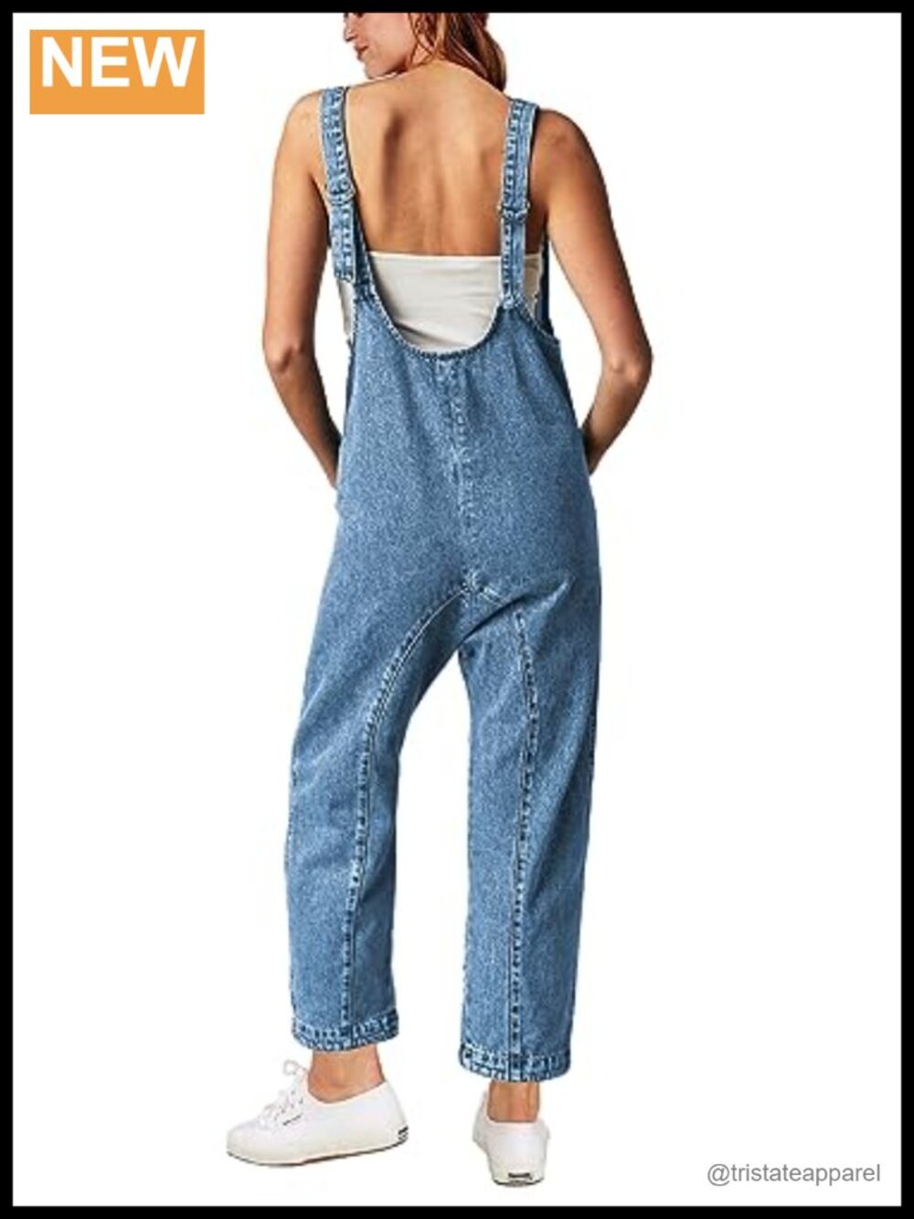 Denim Jumpsuit Sleeveless Loose Baggy Overalls with Pockets